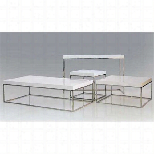 Mobital Occasional=pcs-kuborec-coffee-tabl Ekubo Rectangular Coffee Table In High Gloss Wite With Stainless Teel Base