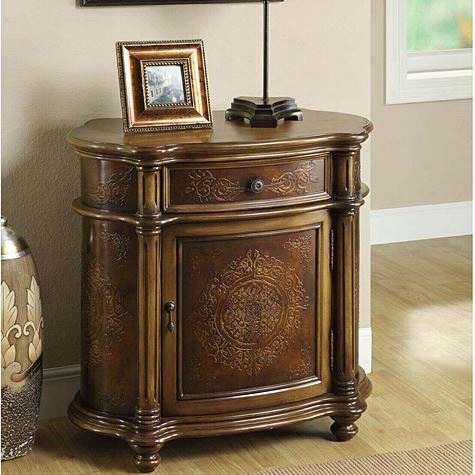 Monarch Specialties I3825 Traditional One Drawer Bombay Cabinet In Light Brown