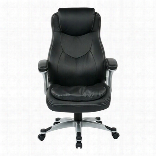 Office Star Ech51196-ec3 Executive Eco Leather Chair In Silver And Black