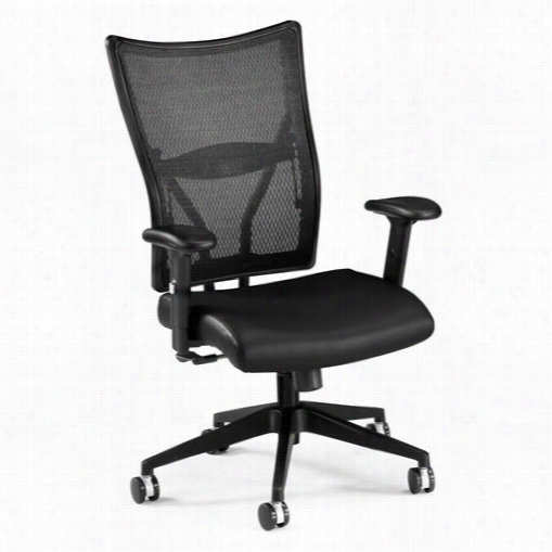 Ofm 591-l-black Talisto Series Executive Id-back Leather And Mesh Chair