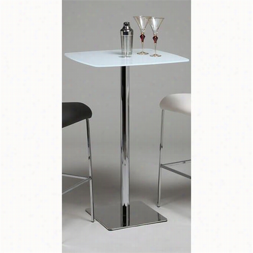 Pastel Furnniture 2829-ja-520 Jasmyne Square Pub Table In Chrome/white Glass Top