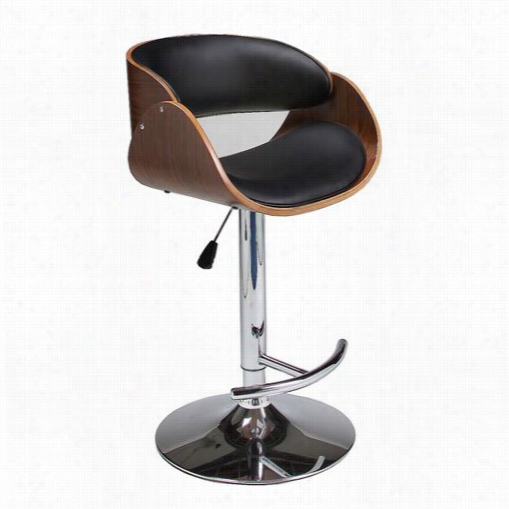 Pastel Furniture Kf-219-ch-wa-979 Kaffina Hydraulic Lift Barstool In Chrome/walnut/black