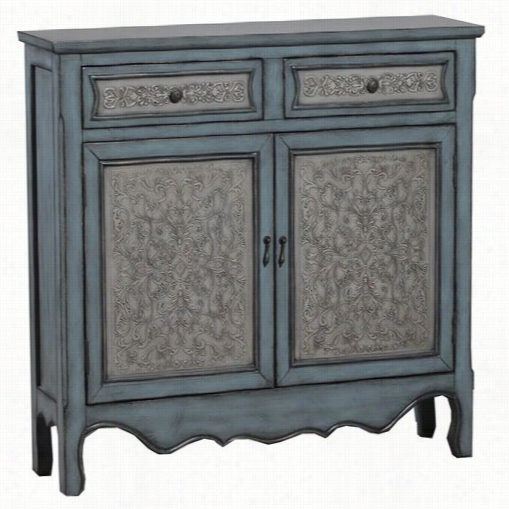 Powell Furniture 14a2048 Two Doors Cpnsole In Antique Blue And White