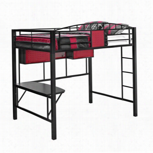 Powell Funiture 14y2003lb Garage Twin Loft Bed With Ladder  In Gunmetal
