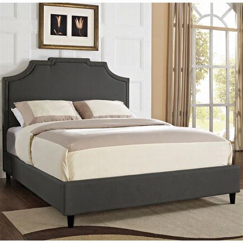 Powell Furniture 16-7073m1 Crown Button Tufted Quilted Queen/full Bed In Chrcoal