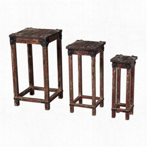 Sterling Industries 51-10035-s3 Distressed Finish Stacking Table In Horizonte - Set Of 3