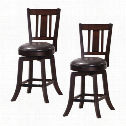 Steve Silver Gm900cs Gimlet Slat Back Swivel Counter Stool In Dark Espresso - Sset Of 2