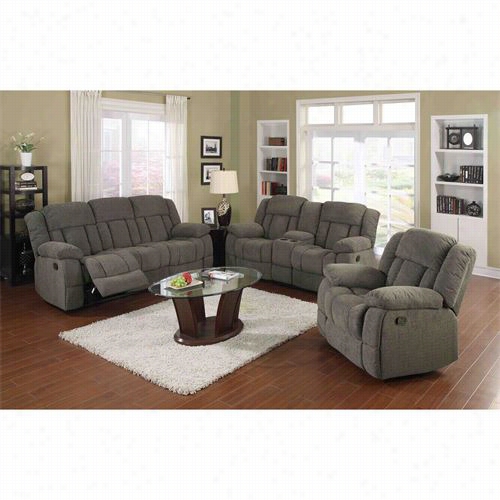 Sunsettrzding Su-ln220-3pcset Divne Recline 3 Piece Reclining Quickening Room Set In Shiitake Light Brown/gray