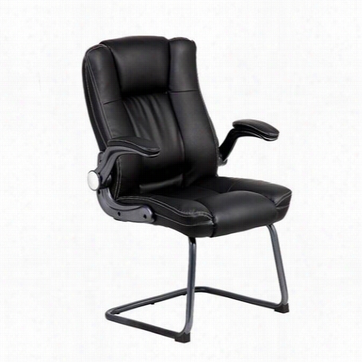 Techni Mobili Rta-490zv-bk Medium Back Manager Visitor Chair With Flip-ip Arrms In Black