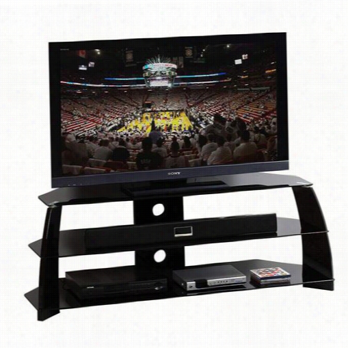 Techni Mobili Rta-7734-bk Tempered Glass 65"" Tv Stand In Black