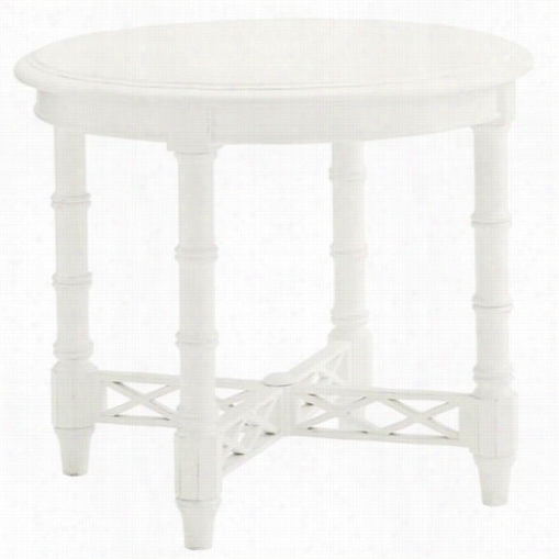 Tommy Bahama 543-950 Ivory Key Edgehill Round Lamp Table In Antique White/somers Isle
