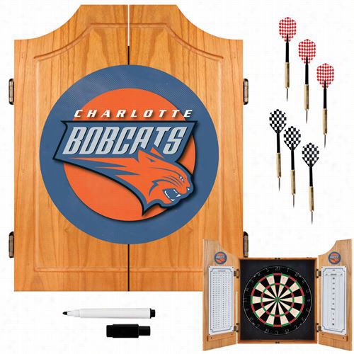 Trademark Home Nba70000-ob Charlotte Bobcats Nba Wood Dart Cabinet Set