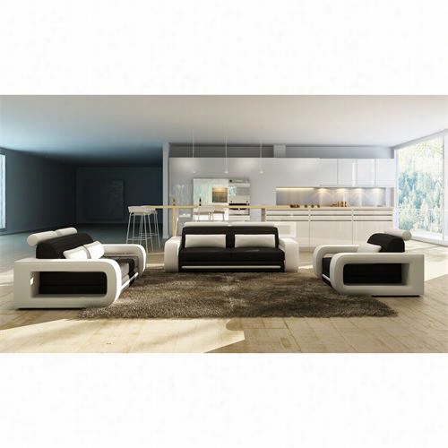 Vig Funriture  Vgev1005b Divani Casa Modern Bonded Leather Sofa Set In Black/white