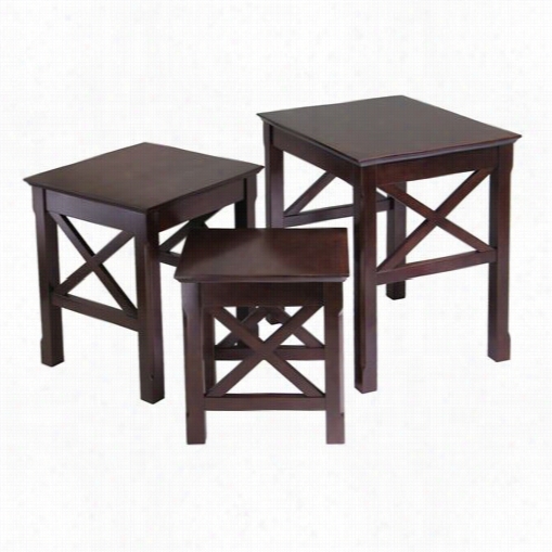 Winsome 4333 Xola 3 Piece Nesting Table In Cappuccino