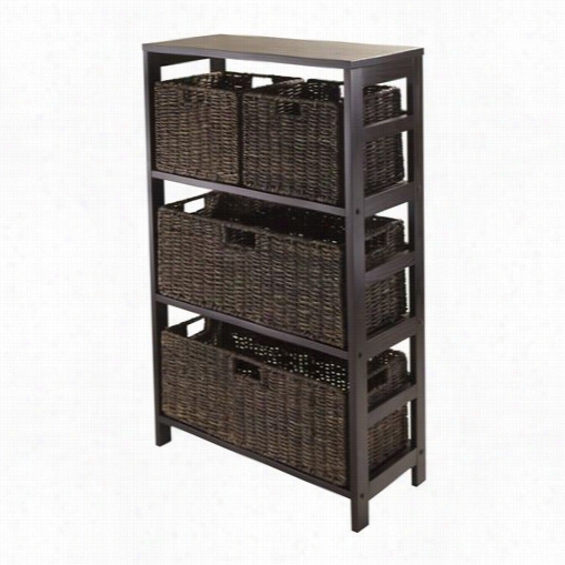 Winsome 992533 Granville 5 Piece Storage Shelf With 2 Extensive Annd 2 Small Foldable Baskets In Espresso