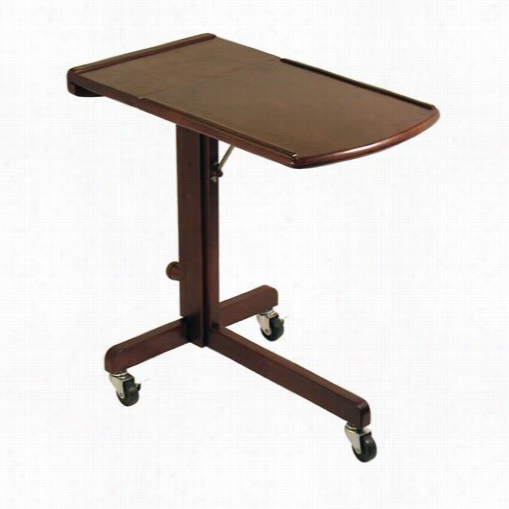 Winsome 94423 Adjustale Laptop Cart In Antique Walnut