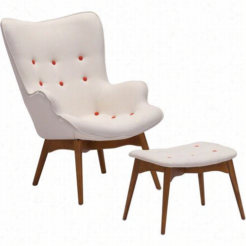 Zuo 900062 Antwerp Occasional Chair And Ottoman In Cream