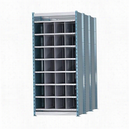 Hallowell Hdb28-96pb 36"&q Uit;w X 96""d X  87""h 8 Shelves Starter Unit Closed Style Shelves And Dividers Deep Bin Shelving In Marine Blue/platinum