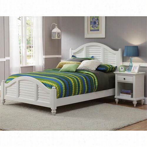 Home Styles 5543-5017 Bermuda Quee N Bed And Night Stand In Brushed White