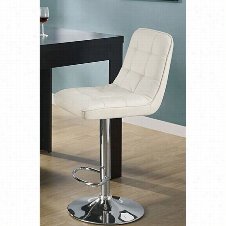 Monaarch Specialties I2353 Set Of 2 Metal Hydraulic Lift Barstool In White/chrome