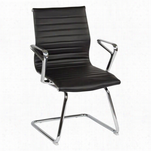 Osp Designs 51907vc-ec3 Bonded Leather Visitors Chair With Polished Aluminum/crhome/blaxk