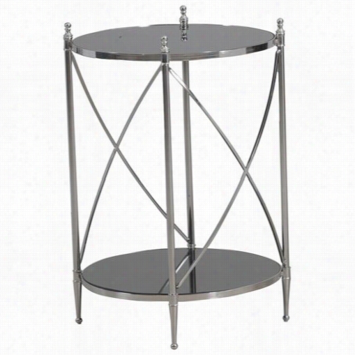 Powell Furniture 14bo7086 Bombay Destin Round Crossbar Table In Polished Nnickel