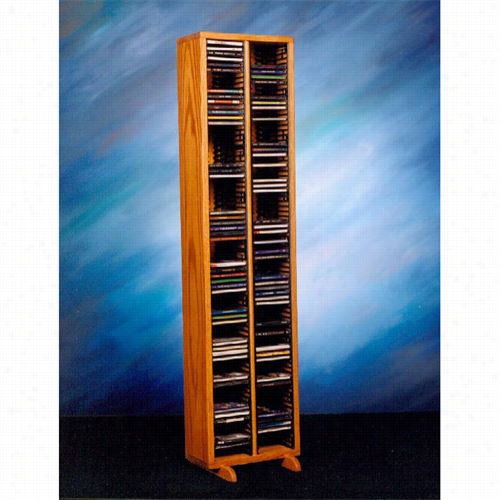 The Wood Hsed 209-4 Solid Oak Tower For Cd's (ind Ividual Locking Slots)
