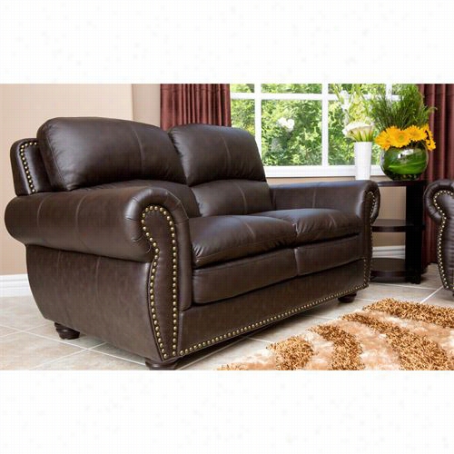 Abbyson Living Jc-2300-brn-2 Harris On Top-grain Leather Loveseat