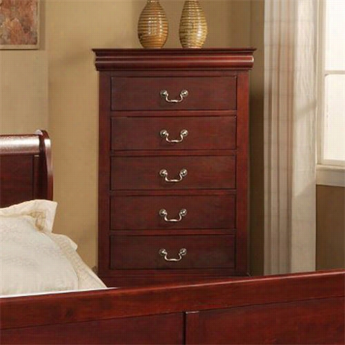 Alpine Equipage 2704 Louis Philippe Ii5 Drawers Chest In Cherry