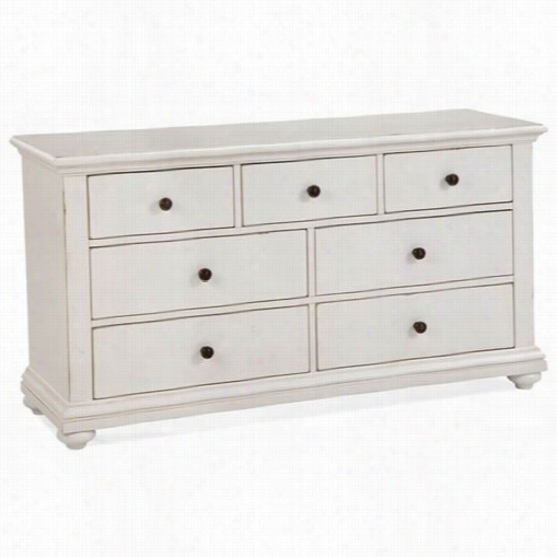 American Woodcrafters 5110-270 Pathways 7 Drawer Double Dresser In Antique White With Disrtessing