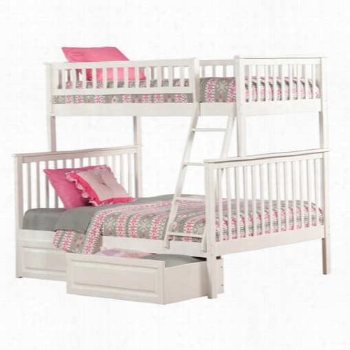 Atlantic Furniture Ab56222 Woodland Twin Over Full Bunk Bed  With 2 Raised Panel Bed Drawers