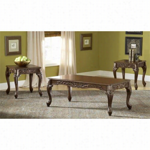 Bernards 8226 Deluxe Carved Table In Cherry - 3 Pack