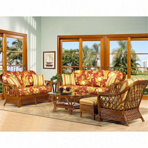 Boca Rattan 74004 Coco Cay Seating Coffee Table In Urban Mahogany With 25""x47"" Bevleed Glass Top