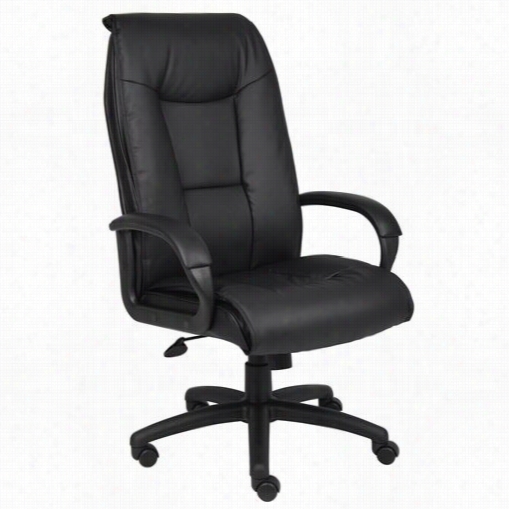 Boss Office Products B7602 Executive Leather Plus Chair With Padded Arm And Knee Tilt