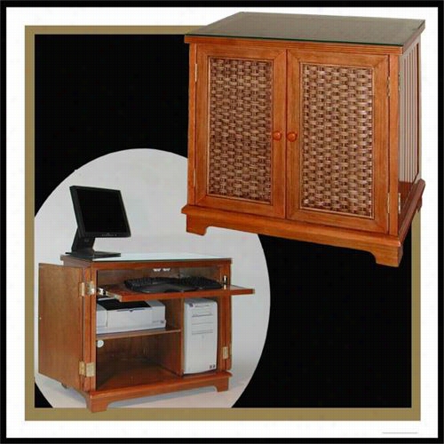 Chasco Designs 4284-comcottage Computer Cabinet With Glass Top