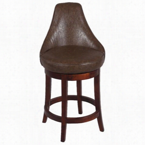 Chtaly  Imports 00290-cs 226""swivel Solid Birch Counter Stool In Wenge With Brown Bonded Leather Puholstery