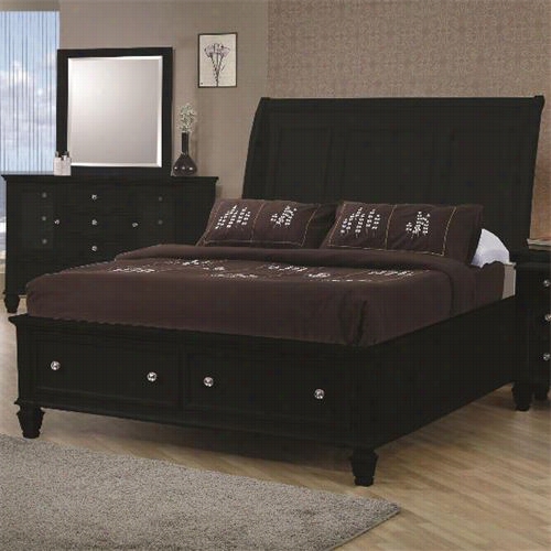 Coqster Furniture 201329kw Sndy Beach California King Sleigh Bed  In Black With Footboard Storage