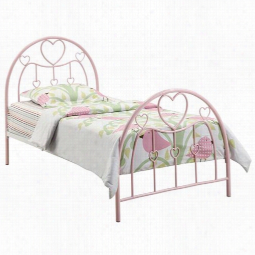 Coaster Furniture 400571t Juliette Twin Metal Bed With Pink Conscience Motifs