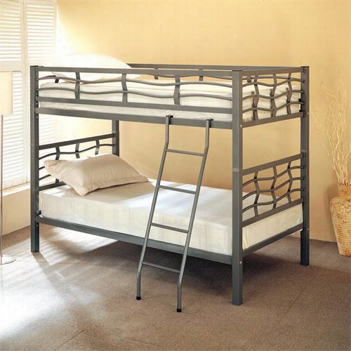 Coaster Furniture 7395 Twin Bunk Bed With Ladder In Silvery