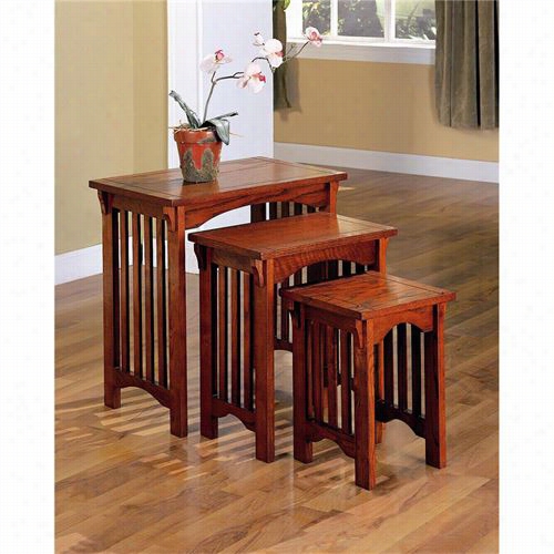 Coasyer Furniture 901049 3 Pieces Nesting Table Set In Oak
