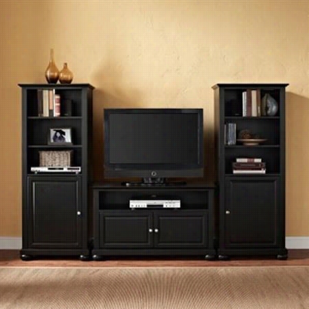 Crosley Furniture Kf100007bl Afayette 42"" Tv Stand And Two 0"" Audio  Piers