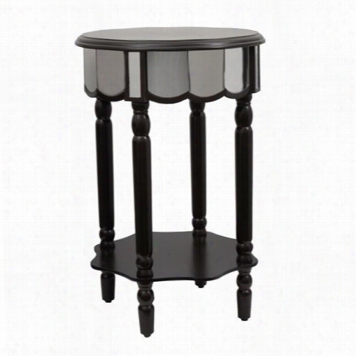 Decor Theraapy Fr1466 Mirrored Roundd Side Table In Black Cheerry