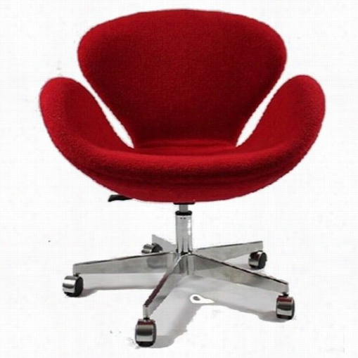 Slender Mod Imports Fmi9259 Swan Fabric Chair With Ca Sters In Red