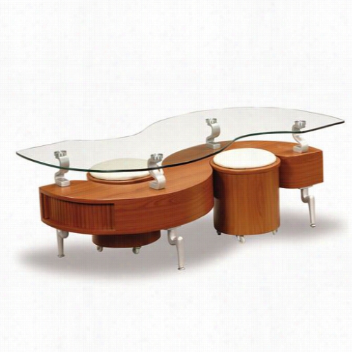 Globzl Fudniture T288 Glass Coffee Table With Stools