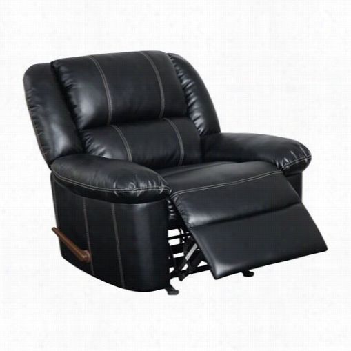 Global Ffurniture U9966-rocker-r Bonded Leather Rocker Recliner Chair In Black