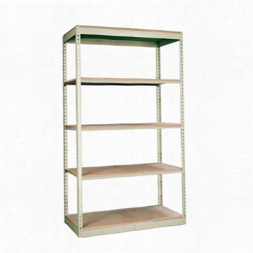 Hallowell Srs363084-5sp Rivetwell 36""w X 30&quo T;"d X 84""h 5 Lveels Starter Unit Single Rivet Bo Ltless Shelving In Parchment - Decking Not Included