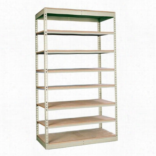 Hallowell Srs482484-8ap Rivetwell 48""w X 24""d X 84""h 8 Levels Add-on Unit Single Rvet Boltless Shelving In Parchment - Decking Not Inclluded