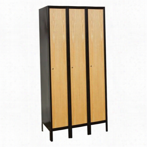 Halloweol Uw3588-1mew 45""w X 18""d X 8&uqot;"h Singl E Ier 3-wide Knock-down Metal-wood Hybrid Locker In Midnight Eobny Body/frame