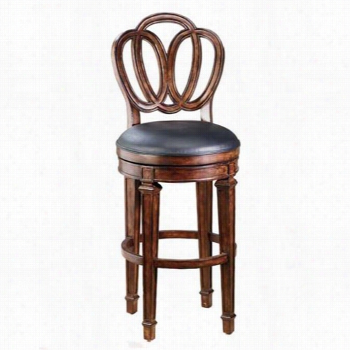 Hillsdale Furnitture 62967 Dover Swiveel Counter Stool In Distressed Cherry With Black Leather