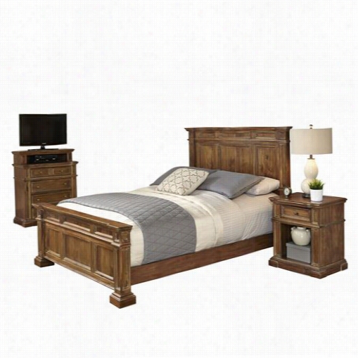 Home Sty Les 5000-5025 Americana Vintage Queen Bed, Nght Sttans And Media Chest  In Distressed Natural Acacia